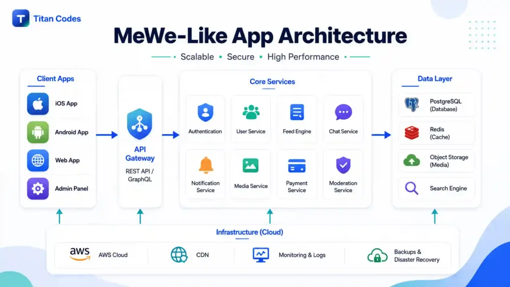 MeWe App Architecture Diagram